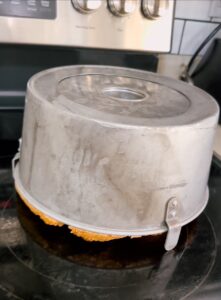 Angel food cake pan upside down cooling